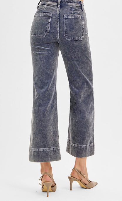 High Rise Crop Straight Corduroy Pants