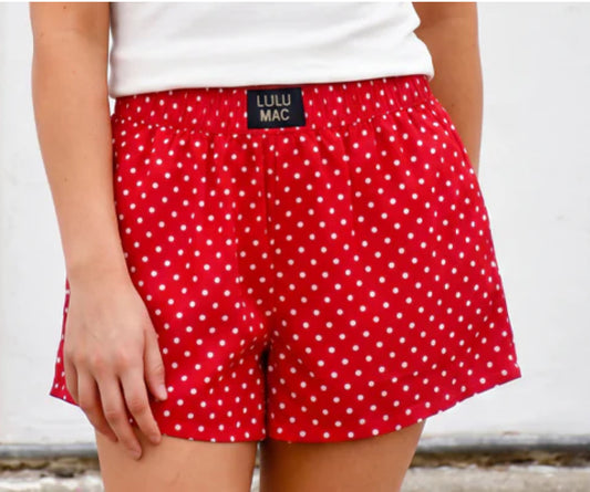 RED MINI POLKA DOT BOXER SHORTS