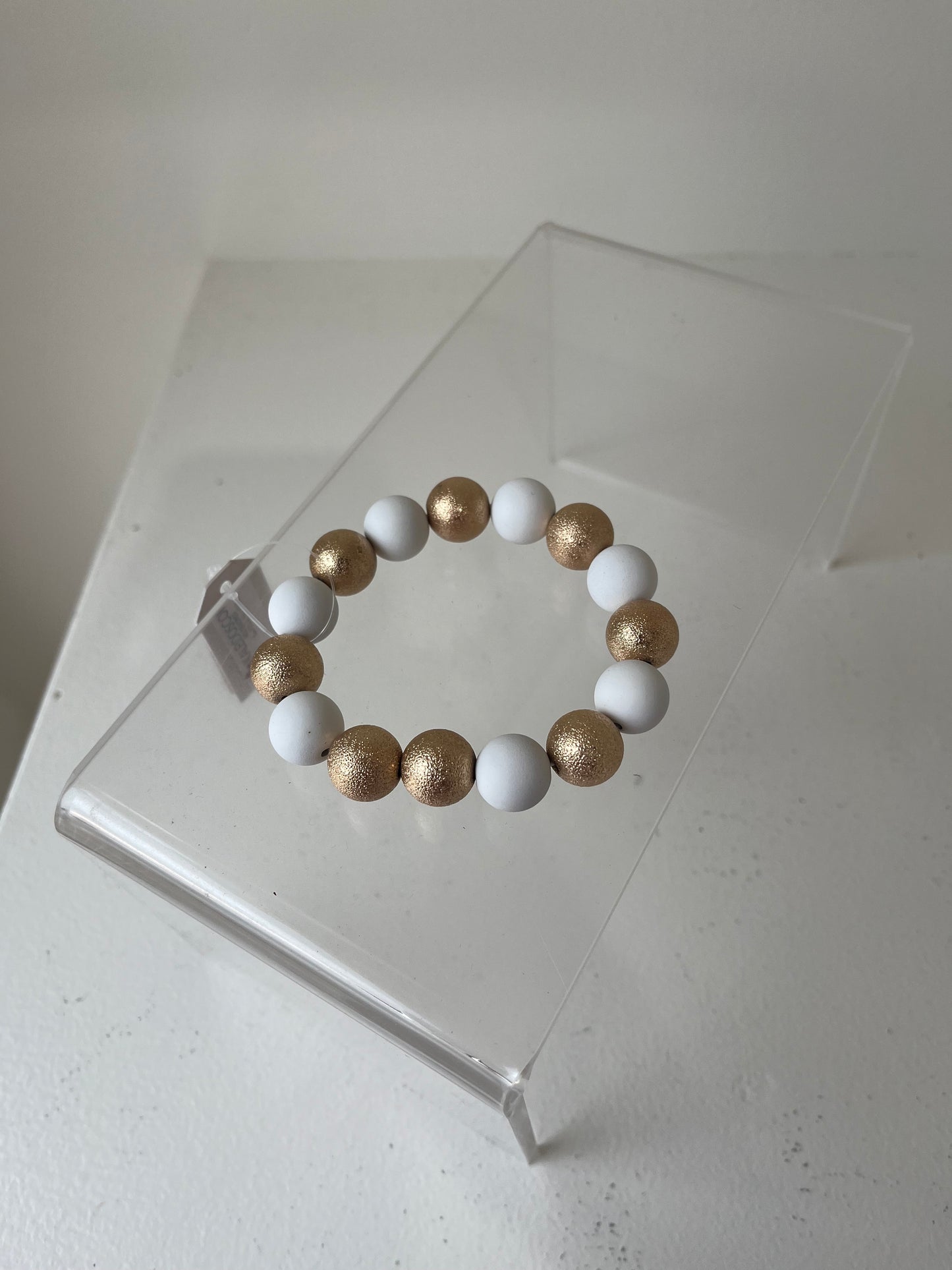 White & Gold Beads Bracelet