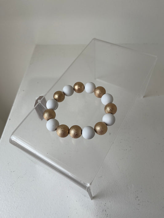 White & Gold Beads Bracelet