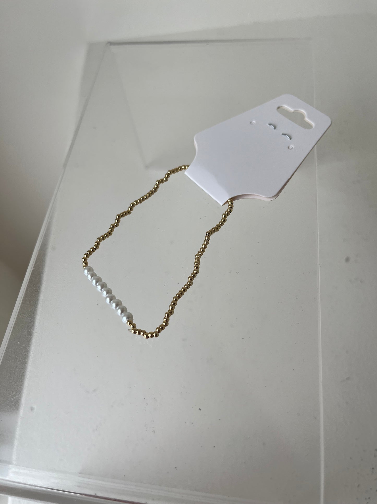 Gold Bracelet w/ Stack of Pearls