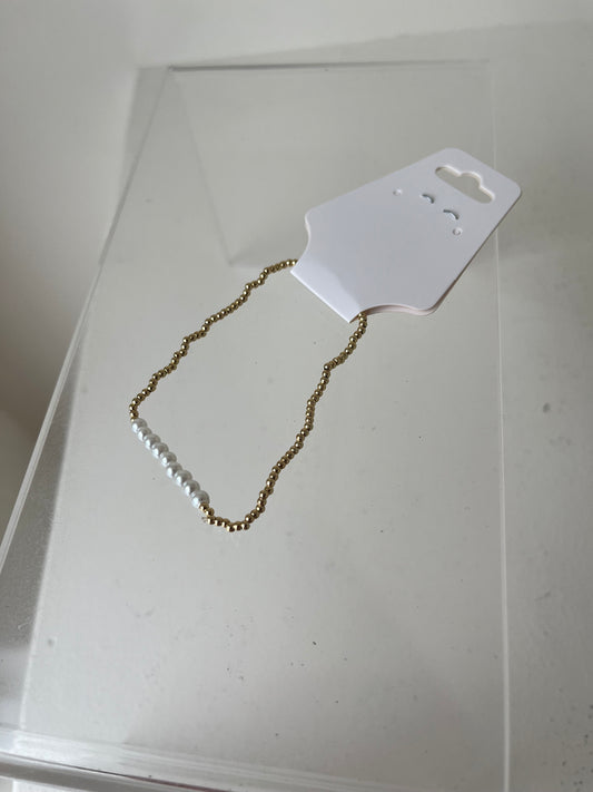 Gold Bracelet w/ Stack of Pearls