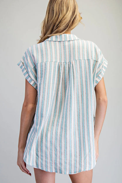 Stripped Button Down Top