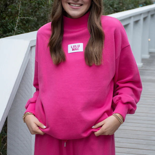 Lulu Mac Hot Pink Terry Cloth Mockneck