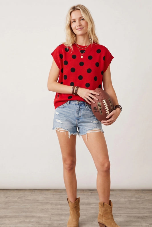 Game Day Polka Dot Sleeveless Top