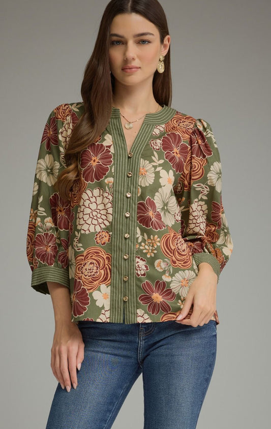 Olive flower print