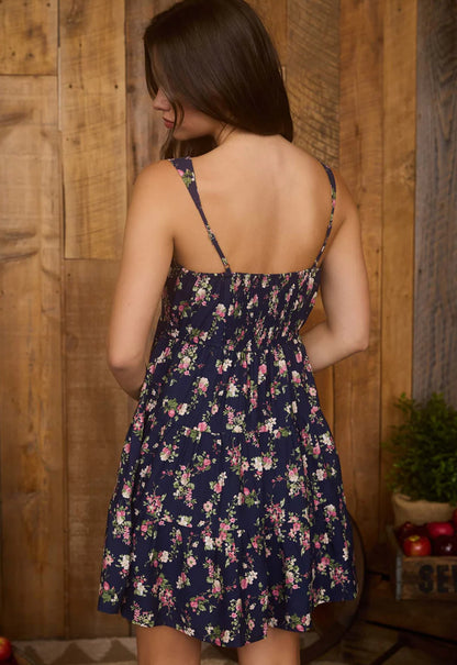 FLORAL SLEEVELESS TIERED MINI DRESS