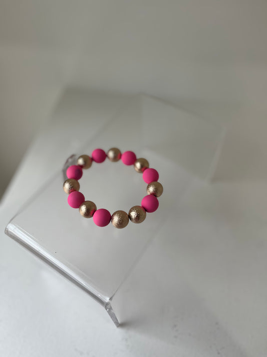 Pink & Gold Beads Bracelet