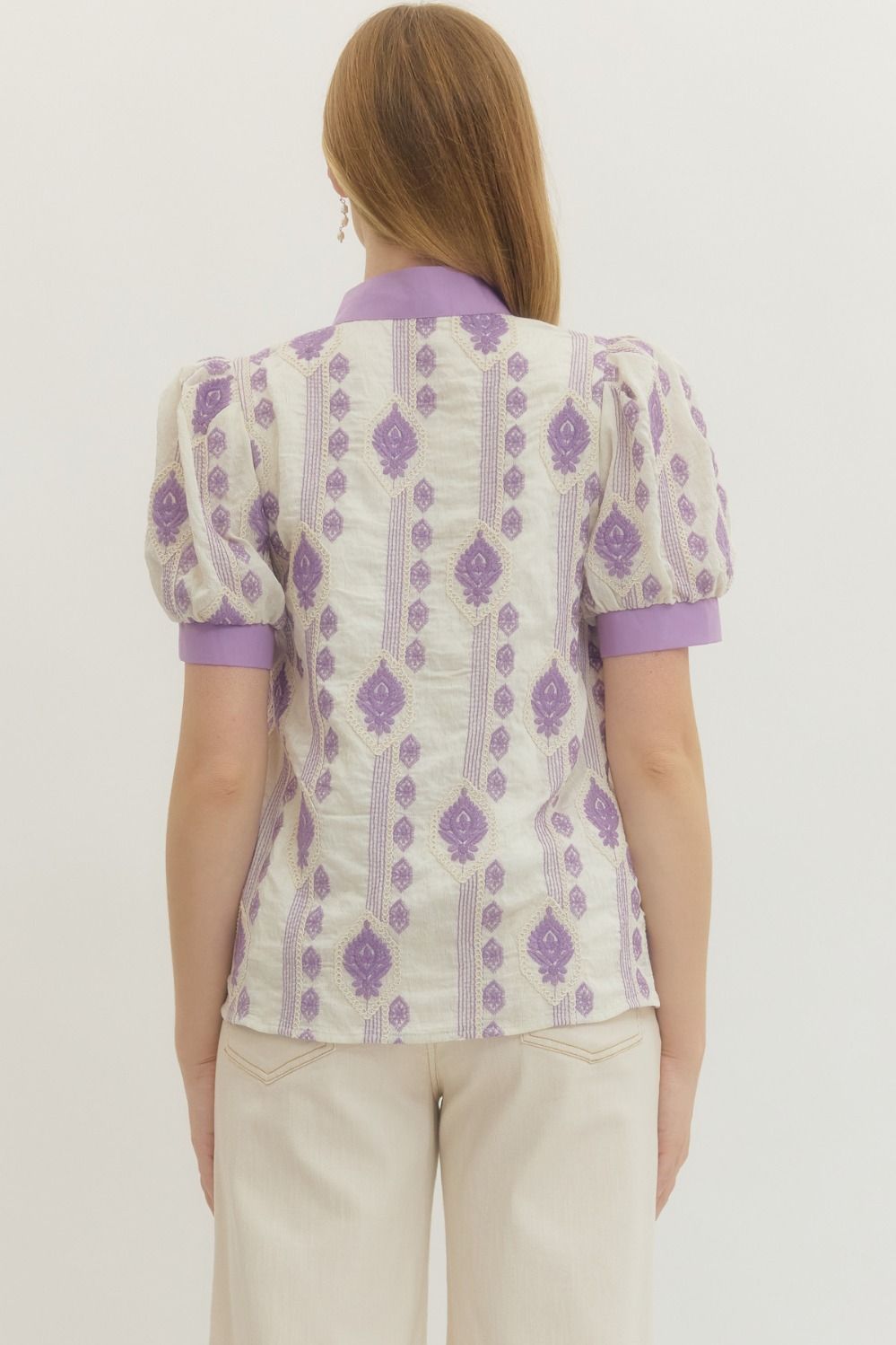 Lavender V Neck Top