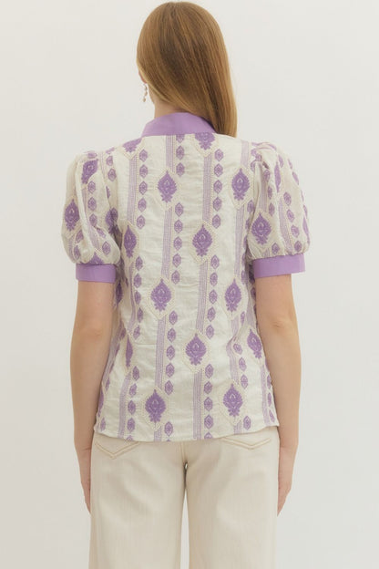 Lavender V Neck Top