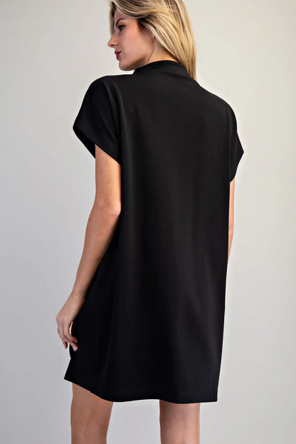 Solid Mock Neck Mini Dress