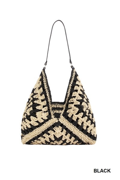 Woven Straw Crochet Shoulder Bag