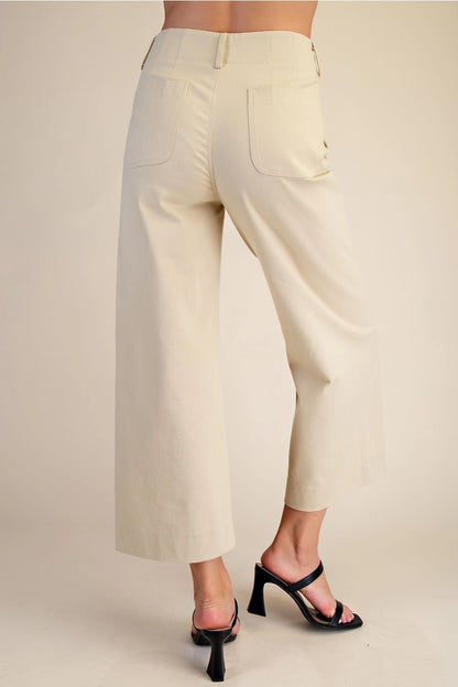 Scallop Pocket Detail Wide-Leg Pants