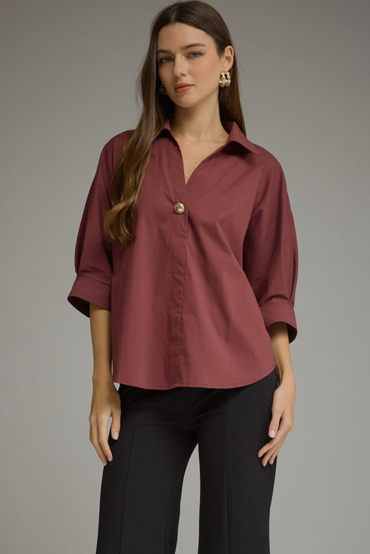 Wine Mid Sleeve Top