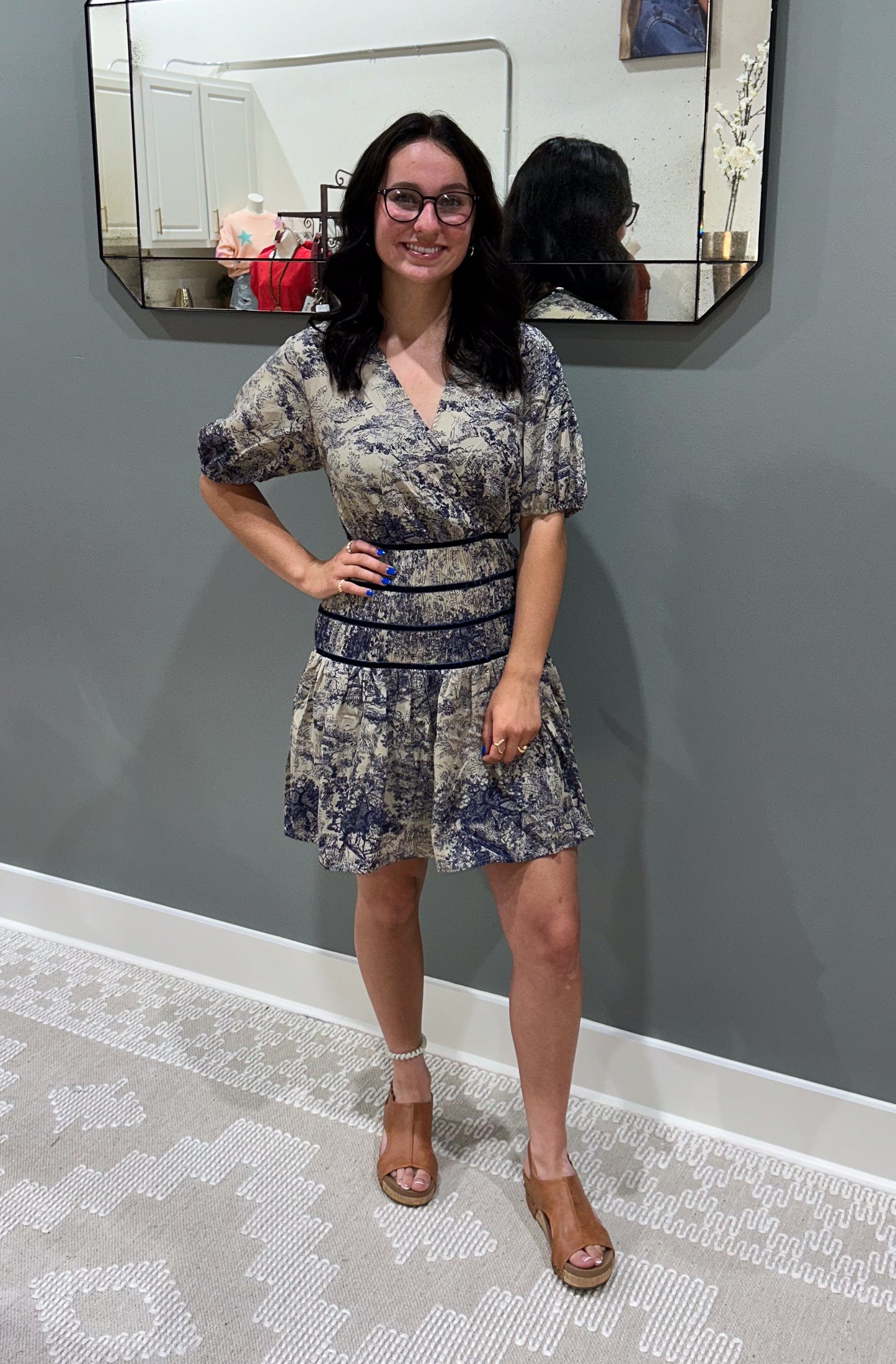 Antique Print Mini Dress