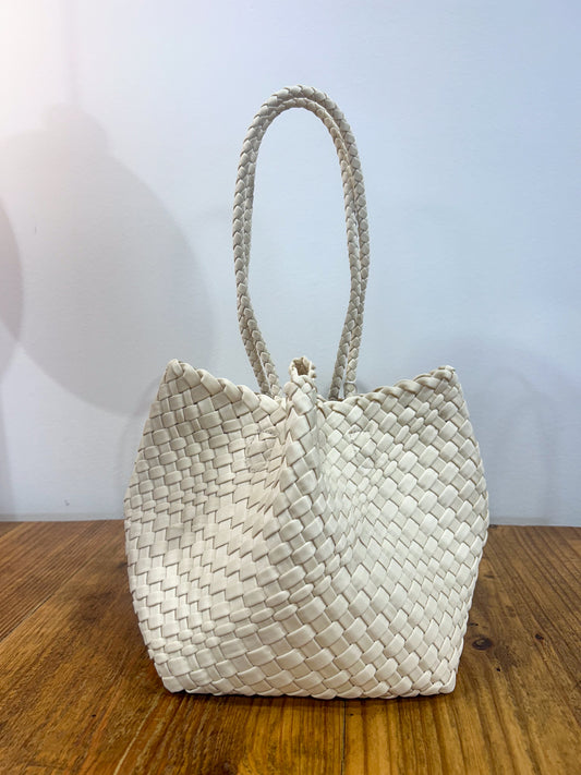 Ava Handwoven Bucket Bag - Off White