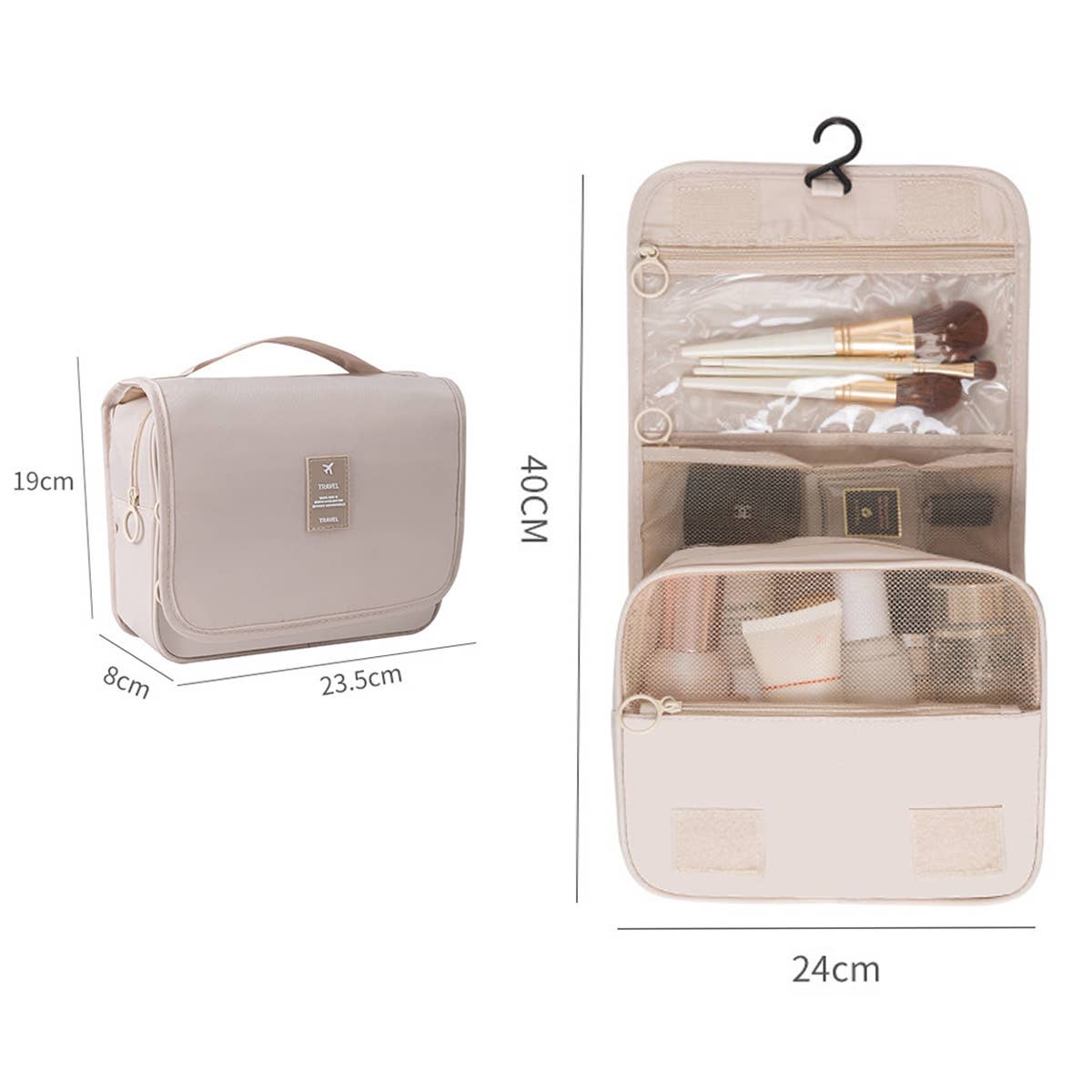 Beige Makeup Storage Bag For Travel