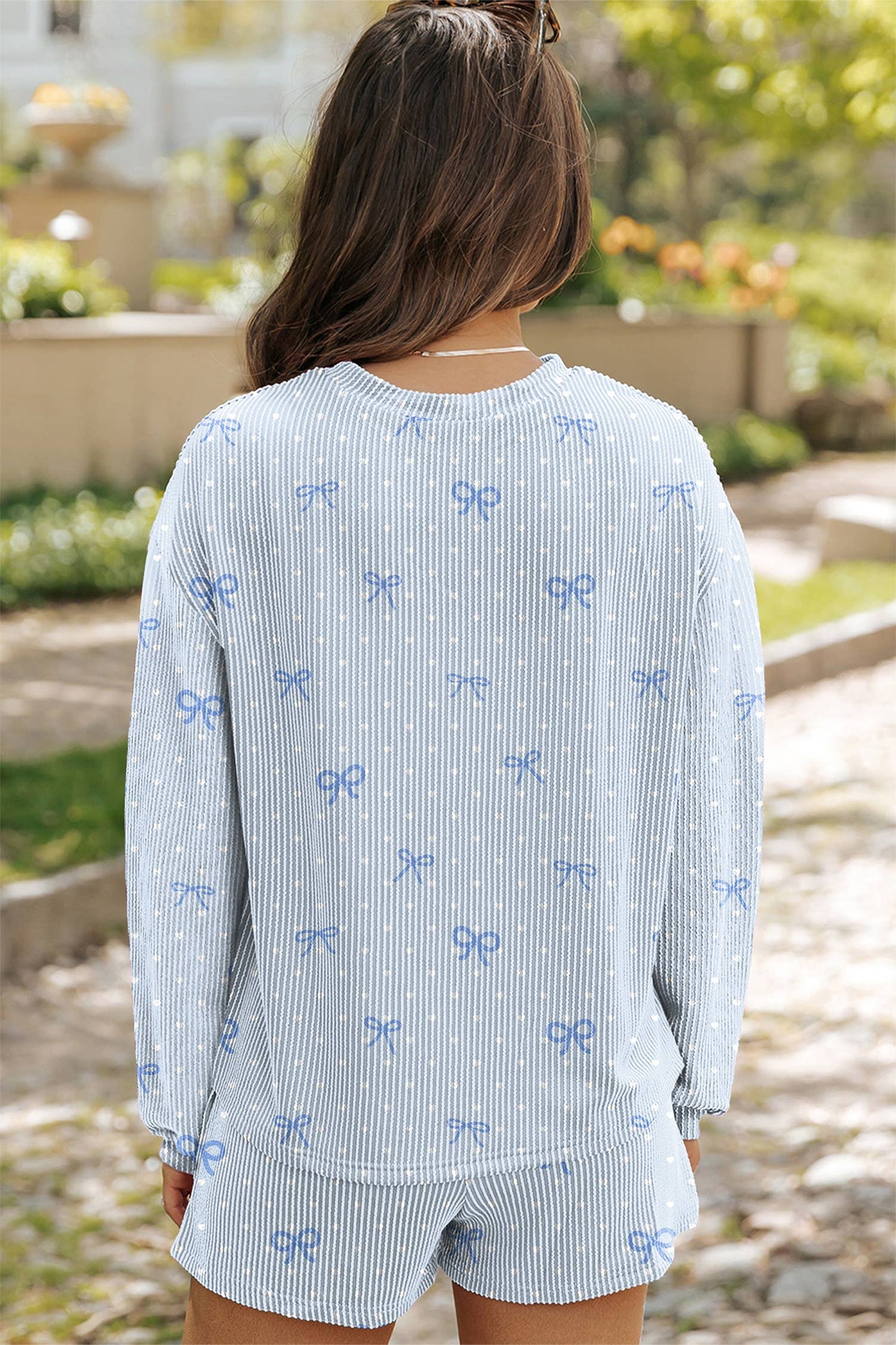 Polka Dot & Bow Sky Blue Set