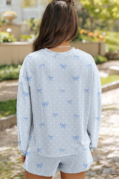 Polka Dot & Bow Sky Blue Set