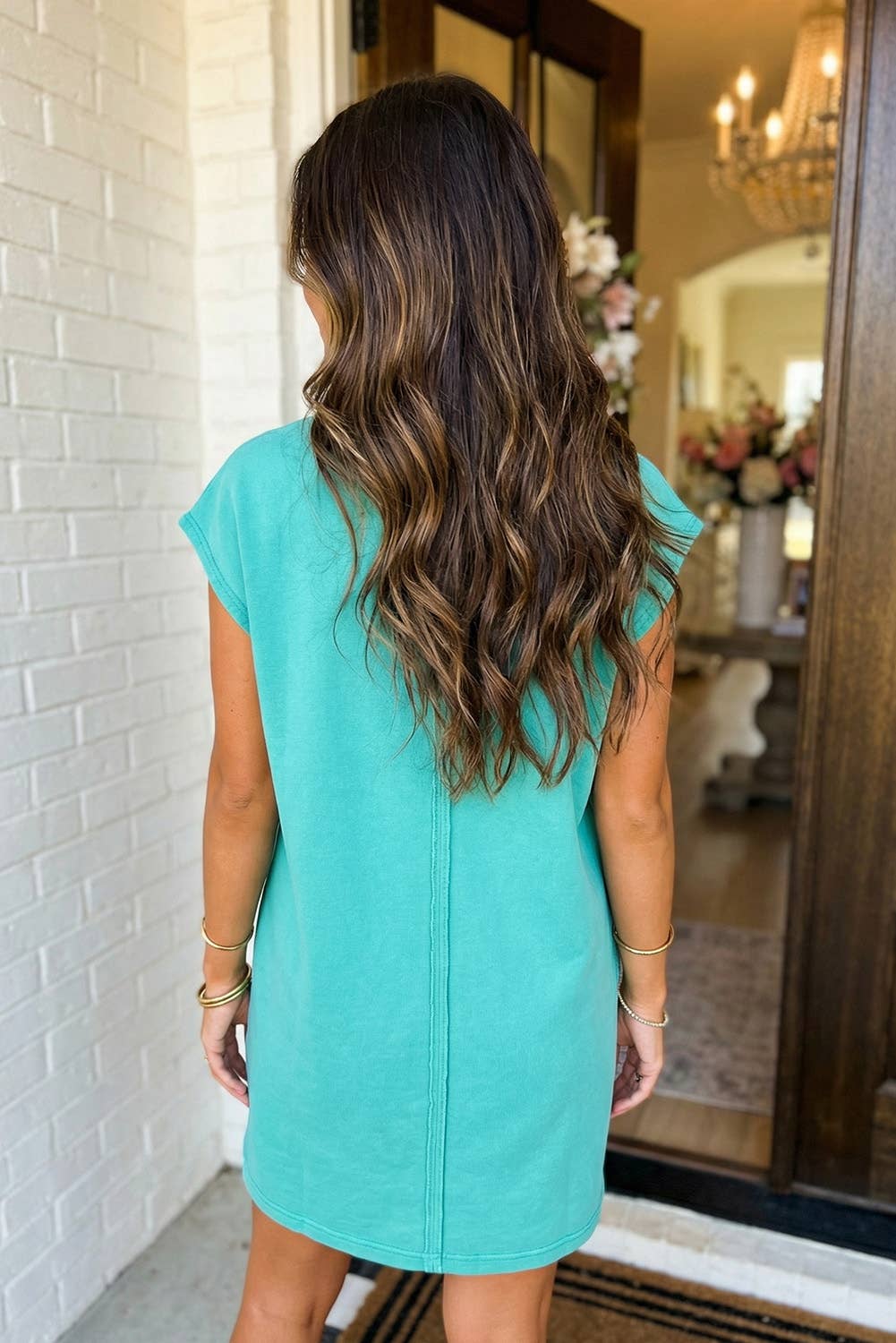 Relaxed Fit Polo T Shirt Dress Sea Green