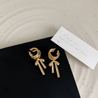 Metal bow ear cuff for women Earrings For Non Pierced Ears: Gold