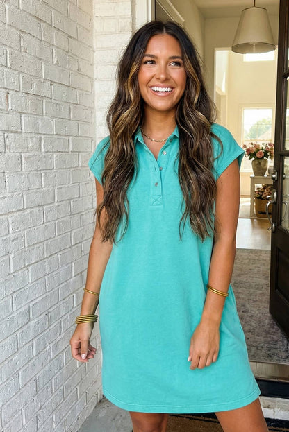 Relaxed Fit Polo T Shirt Dress Sea Green