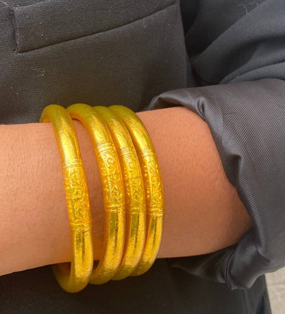 1 genuine 8 mm Buddhist bangle - gold size M