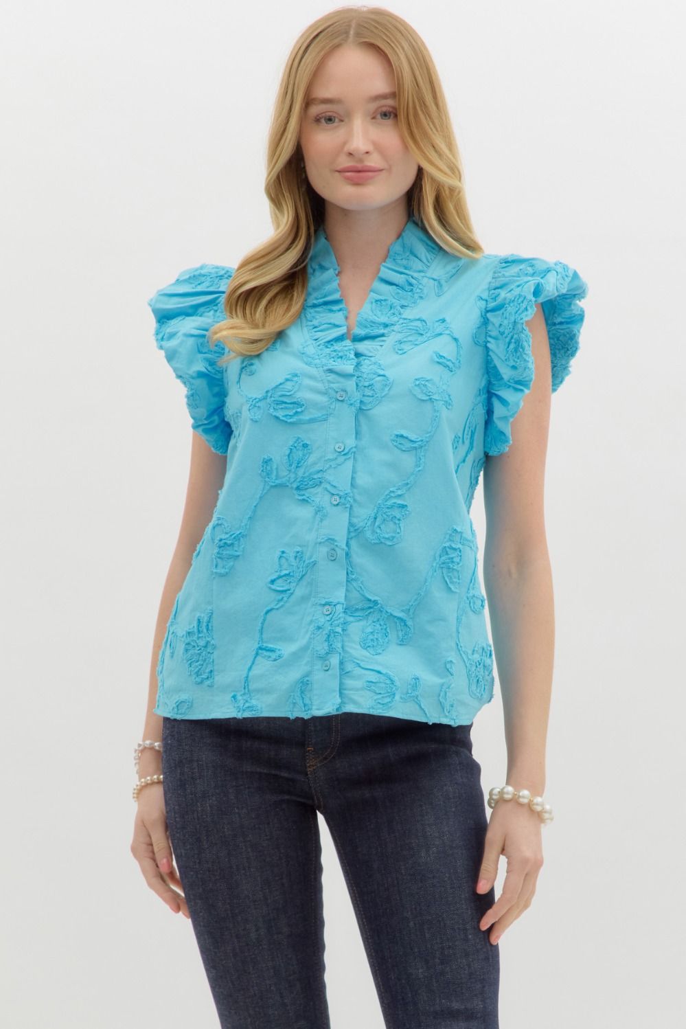 Applique Flutter Sleeve Top