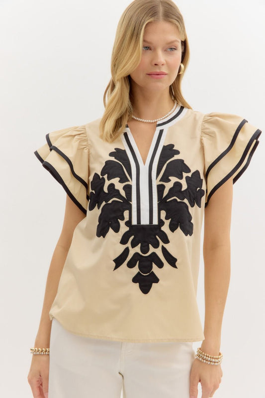 Embroidered Applique Blouse