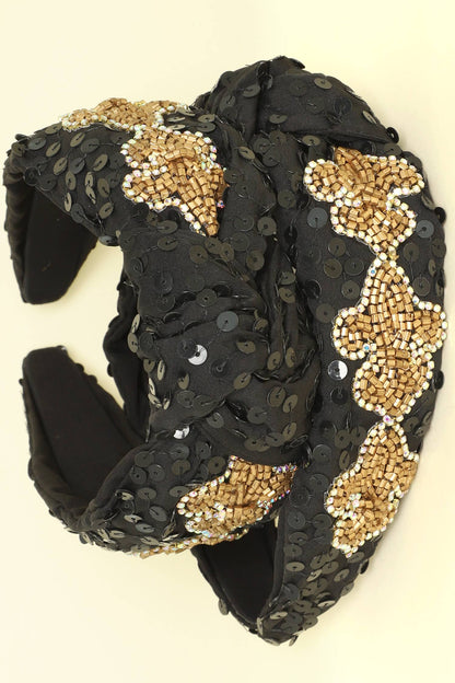 Mardi Gras Fleur Del Lis Top Knot Headband